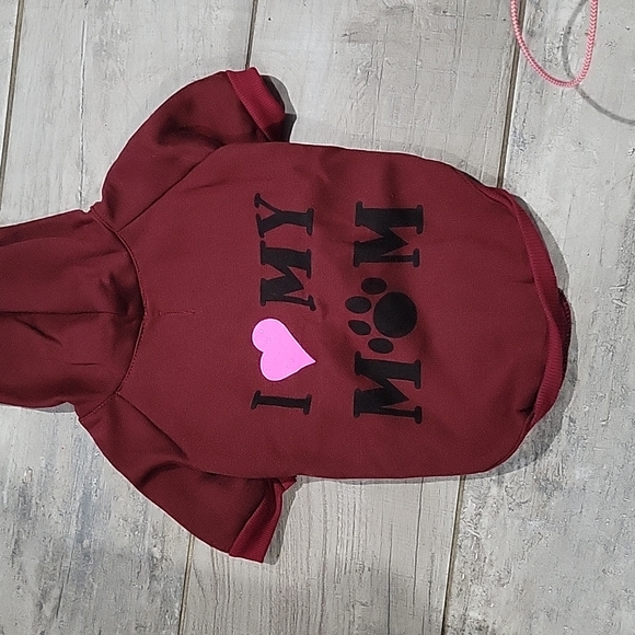 Puppies  love  Burgundy hoodie fits dogs 10 to 20lb - Picture 2 of 4